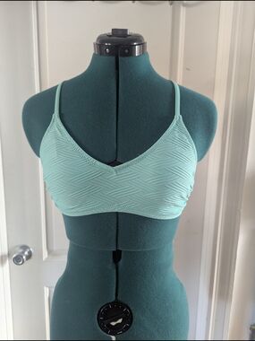 Source Unknown Light Aqua Textured Bikini Top